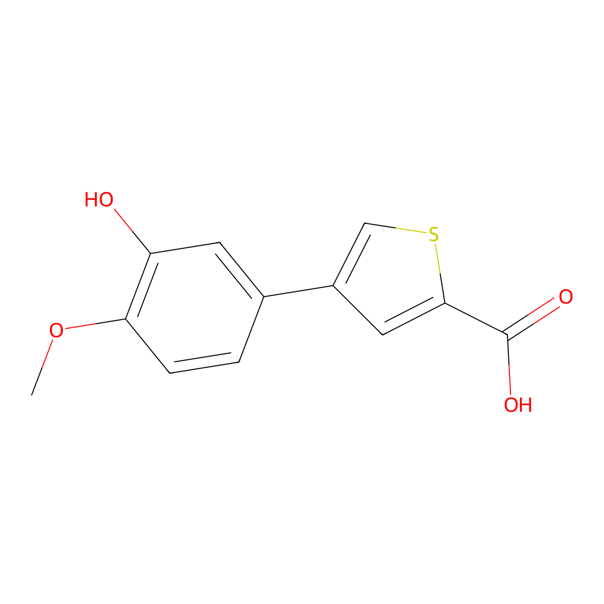 4-(3-Hydroxy-4-methoxyphenyl)thiophene-2-carboxylic acid molecular structure, CAS 1261891-01-3