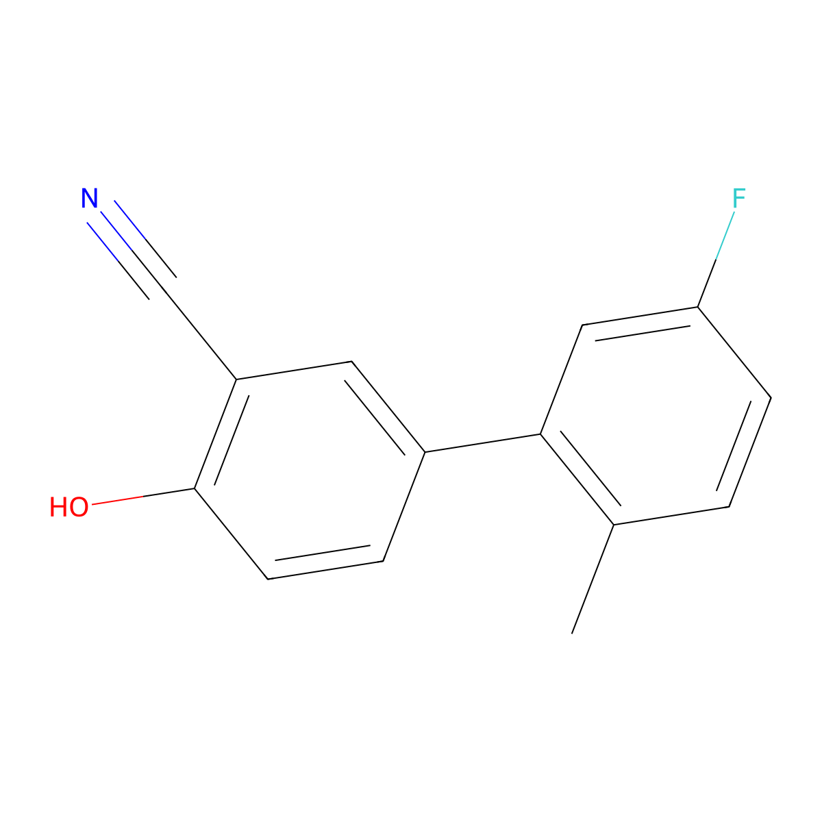 2-Cyano-4-(5-fluoro-2-methylphenyl)phenol molecular structure, CAS 1261891-16-0
