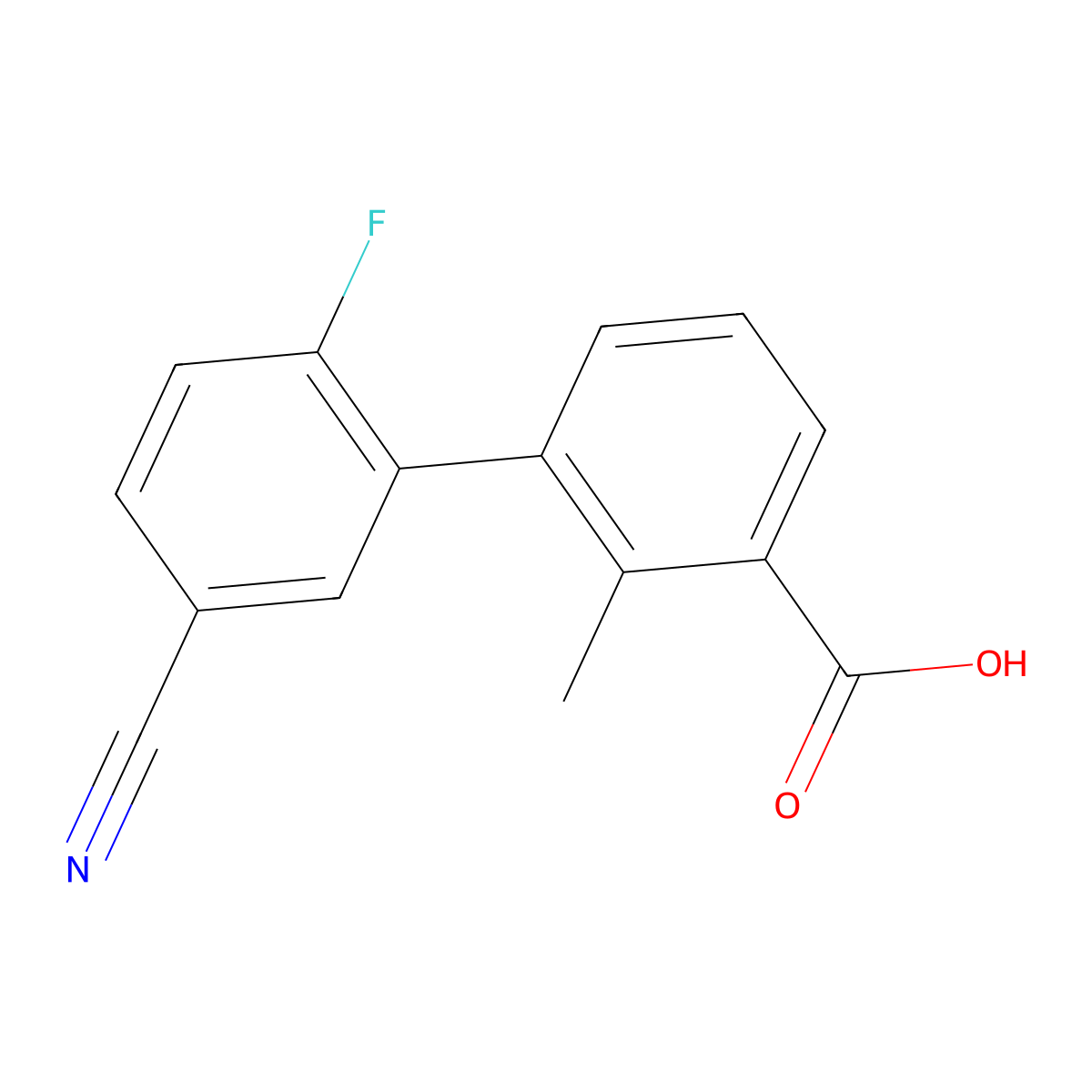 3-(5-Cyano-2-fluorophenyl)-2-methylbenzoic acid molecular structure, CAS 1261891-17-1