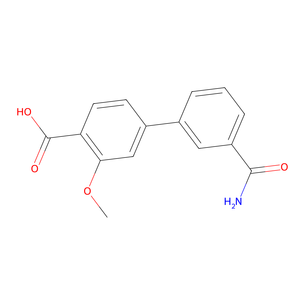 4-(3-Aminocarbonylphenyl)-2-methoxybenzoic acid molecular structure, CAS 1261891-28-4