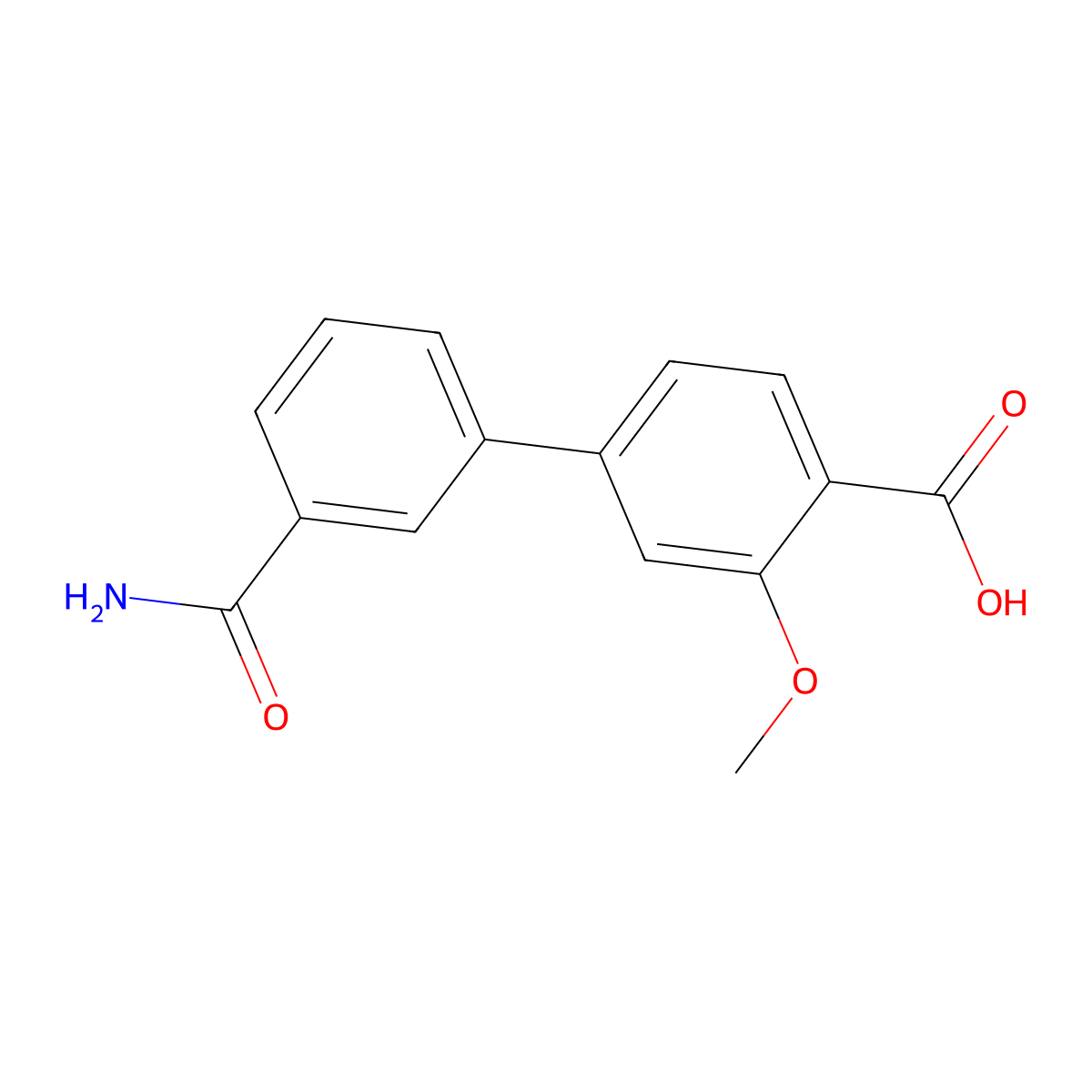 4-(3-Aminocarbonylphenyl)-2-methoxybenzoic acid molecular structure, CAS 1261891-28-4