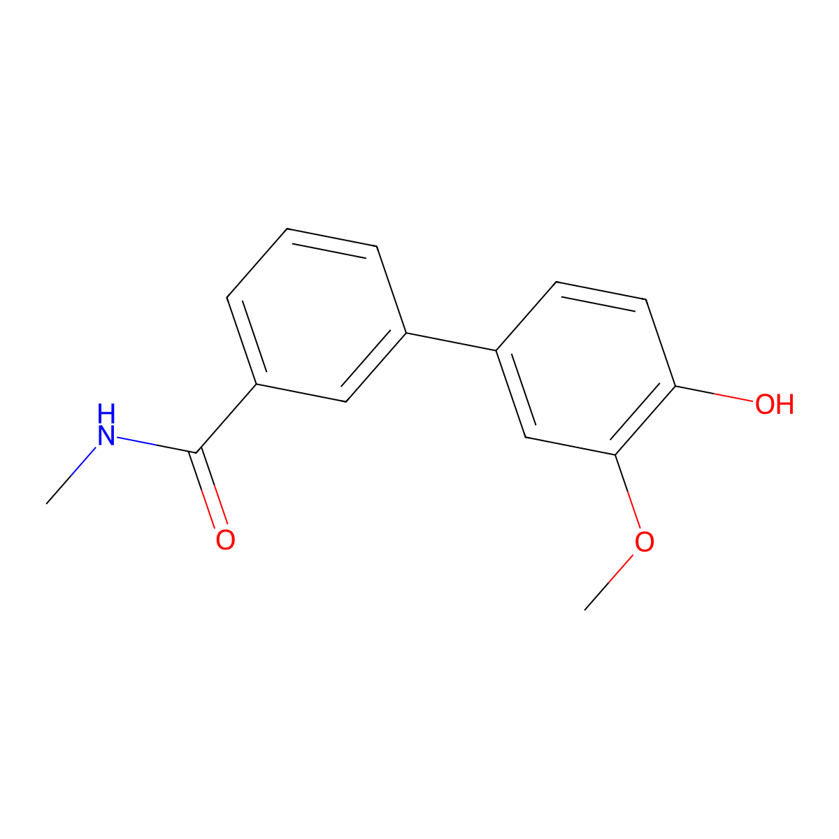 2-Methoxy-4-[3-(N-methylaminocarbonyl)phenyl]phenol molecular structure, CAS 1261891-30-8
