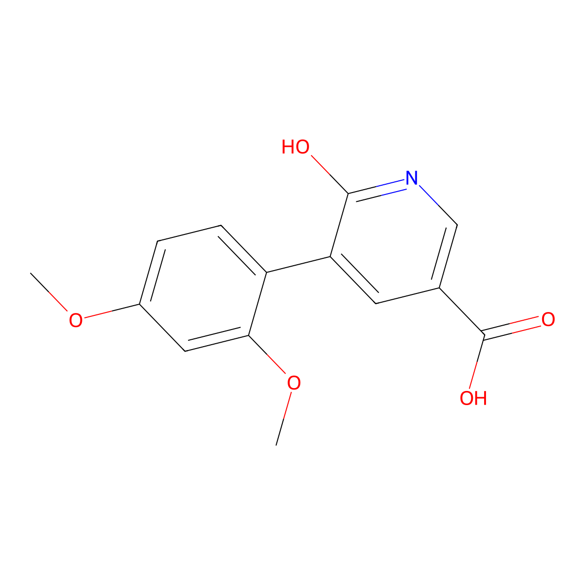 5-(2,4-Dimethoxyphenyl)-6-hydroxynicotinic acid molecular structure, CAS 1261891-33-1