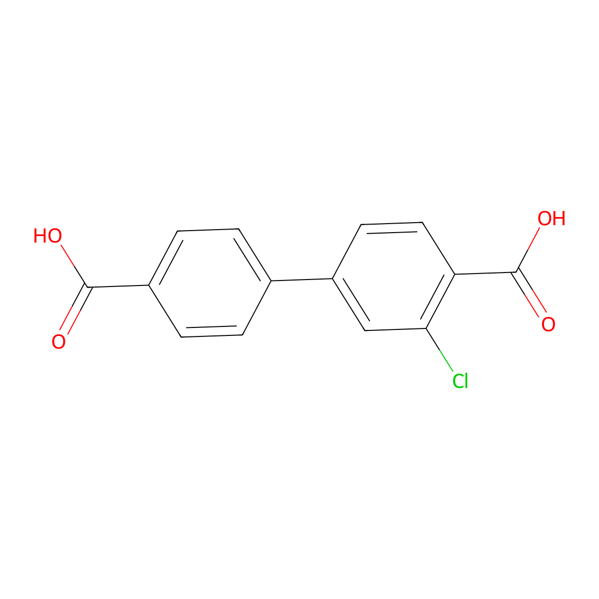 4-(4-Carboxyphenyl)-2-chlorobenzoic acid molecular structure, CAS 1261891-38-6