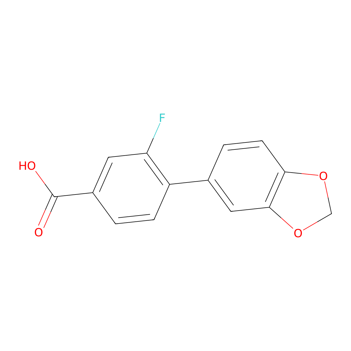 3-Fluoro-4-(3,4-methylenedioxyphenyl)benzoic acid molecular structure, CAS 1261891-42-2