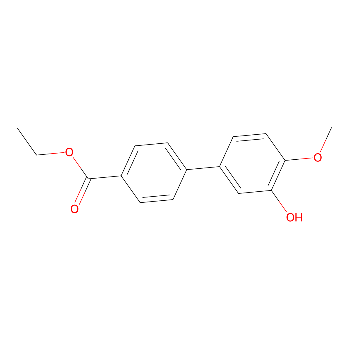 5-(4-Ethoxycarbonylphenyl)-2-methoxyphenol molecular structure, CAS 1261891-46-6