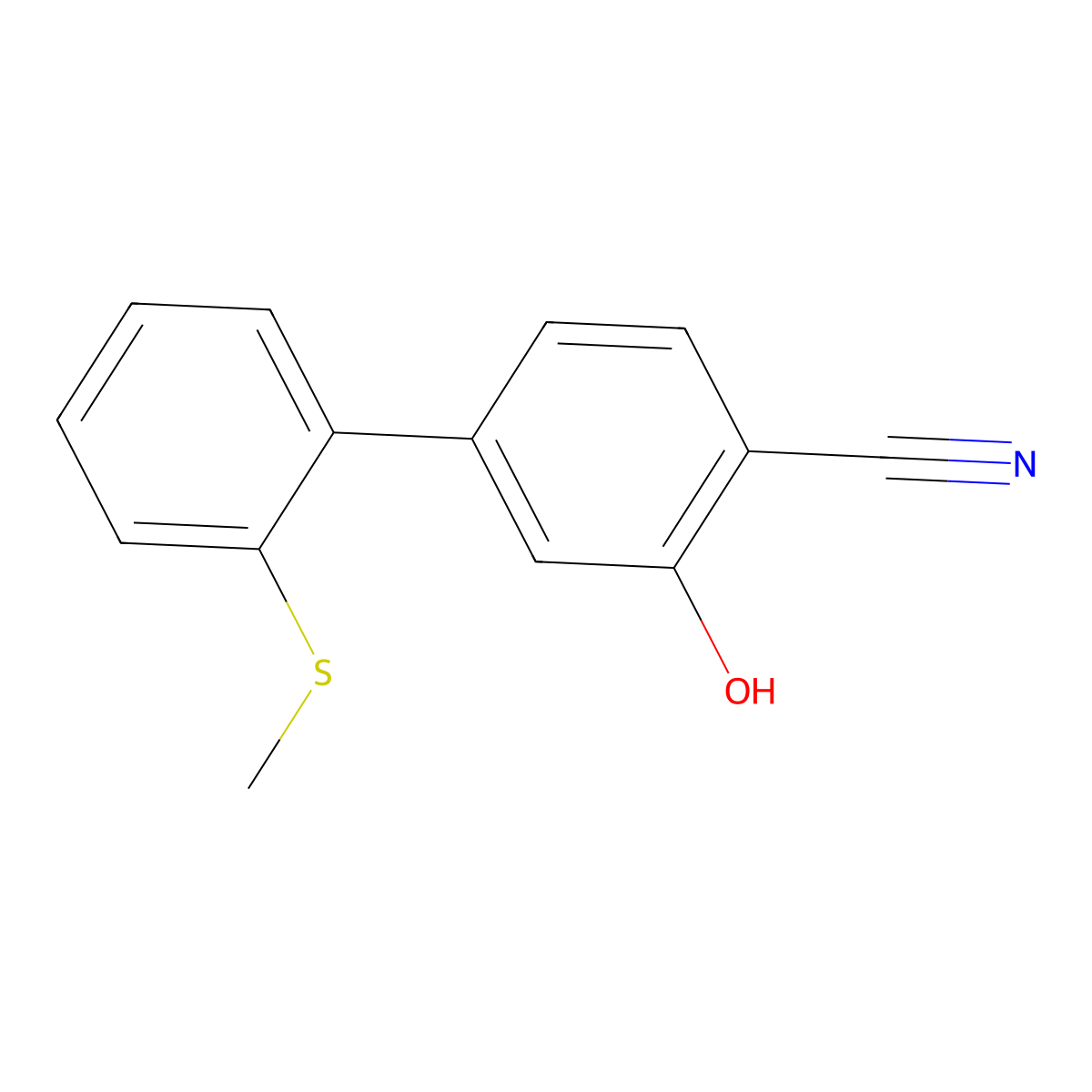 2-Cyano-5-(2-methylthiophenyl)phenol molecular structure, CAS 1261891-48-8