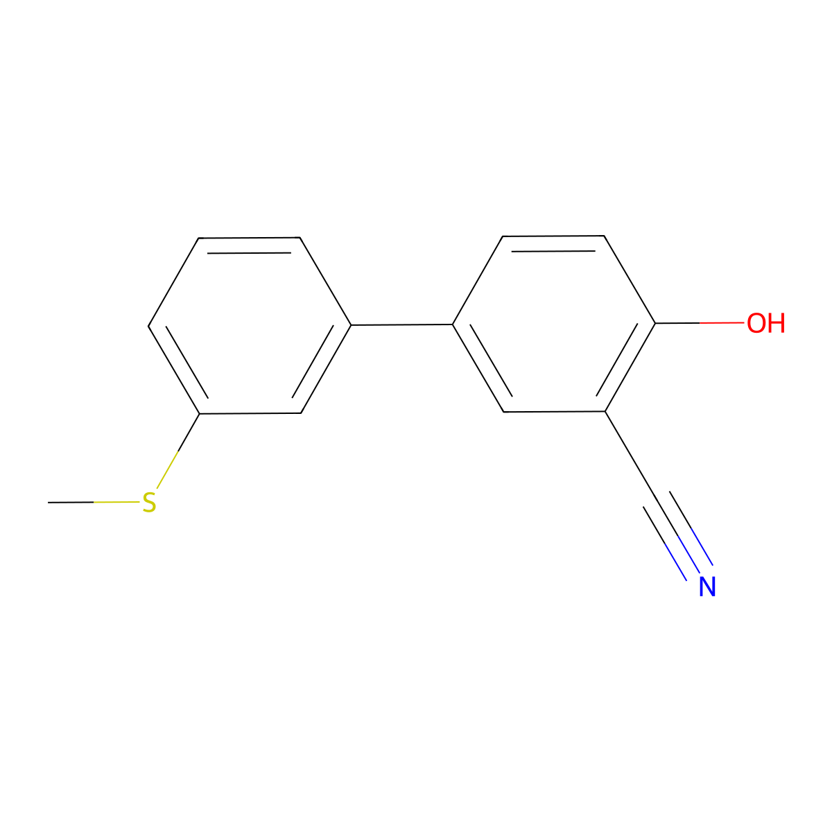 2-Cyano-4-(3-methylthiophenyl)phenol molecular structure, CAS 1261891-50-2
