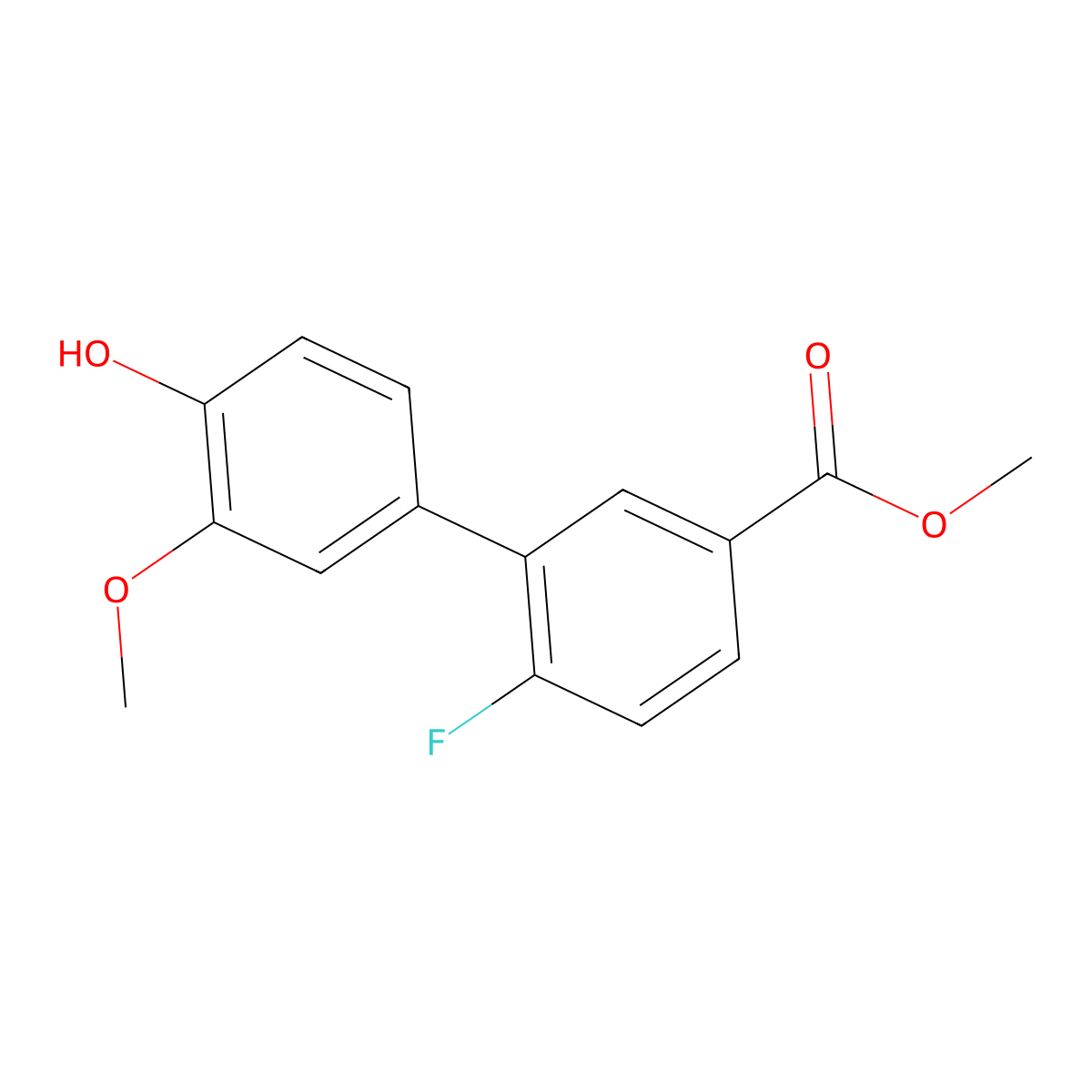 4-(2-Fluoro-5-methoxycarbonylphenyl)-2-methoxyphenol molecular structure, CAS 1261891-51-3