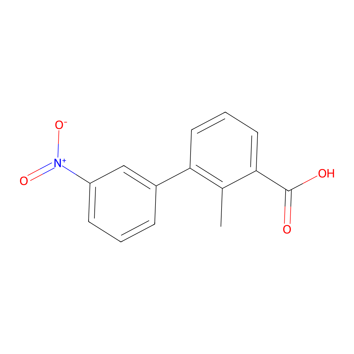 2-Methyl-3-(3-nitrophenyl)benzoic acid molecular structure, CAS 1261891-59-1