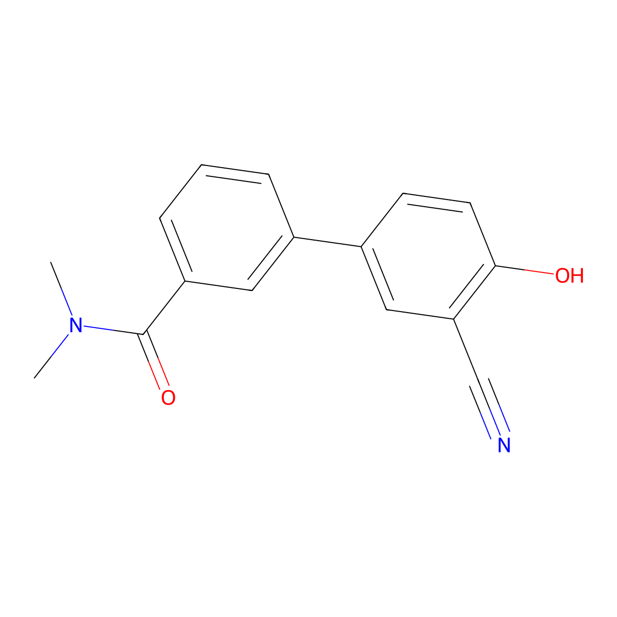 2-Cyano-4-[3-(N,N-dimethylaminocarbonyl)phenyl]phenol molecular structure, CAS 1261891-76-2