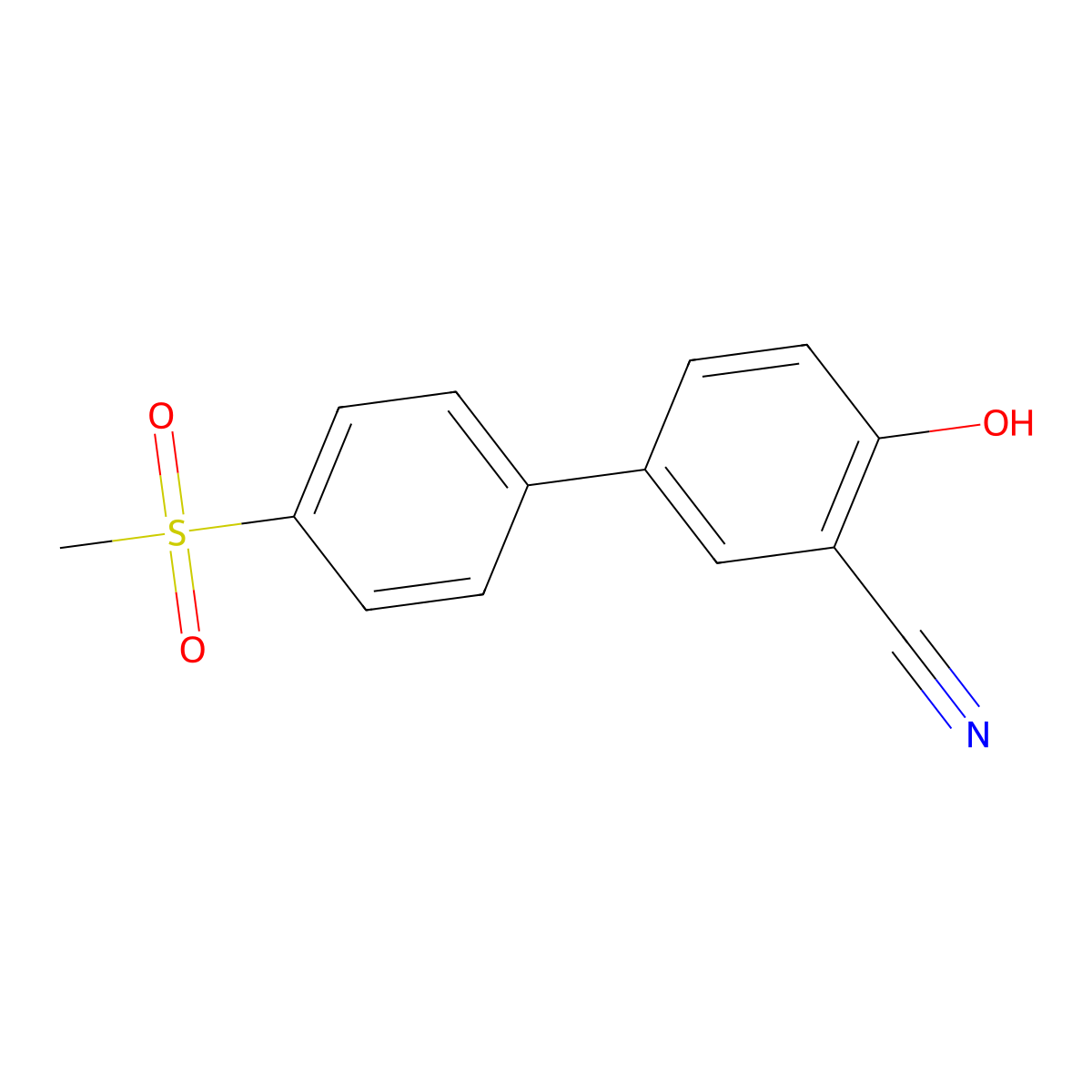 2-Cyano-4-(4-methylsulfonylphenyl)phenol molecular structure, CAS 1261891-91-1