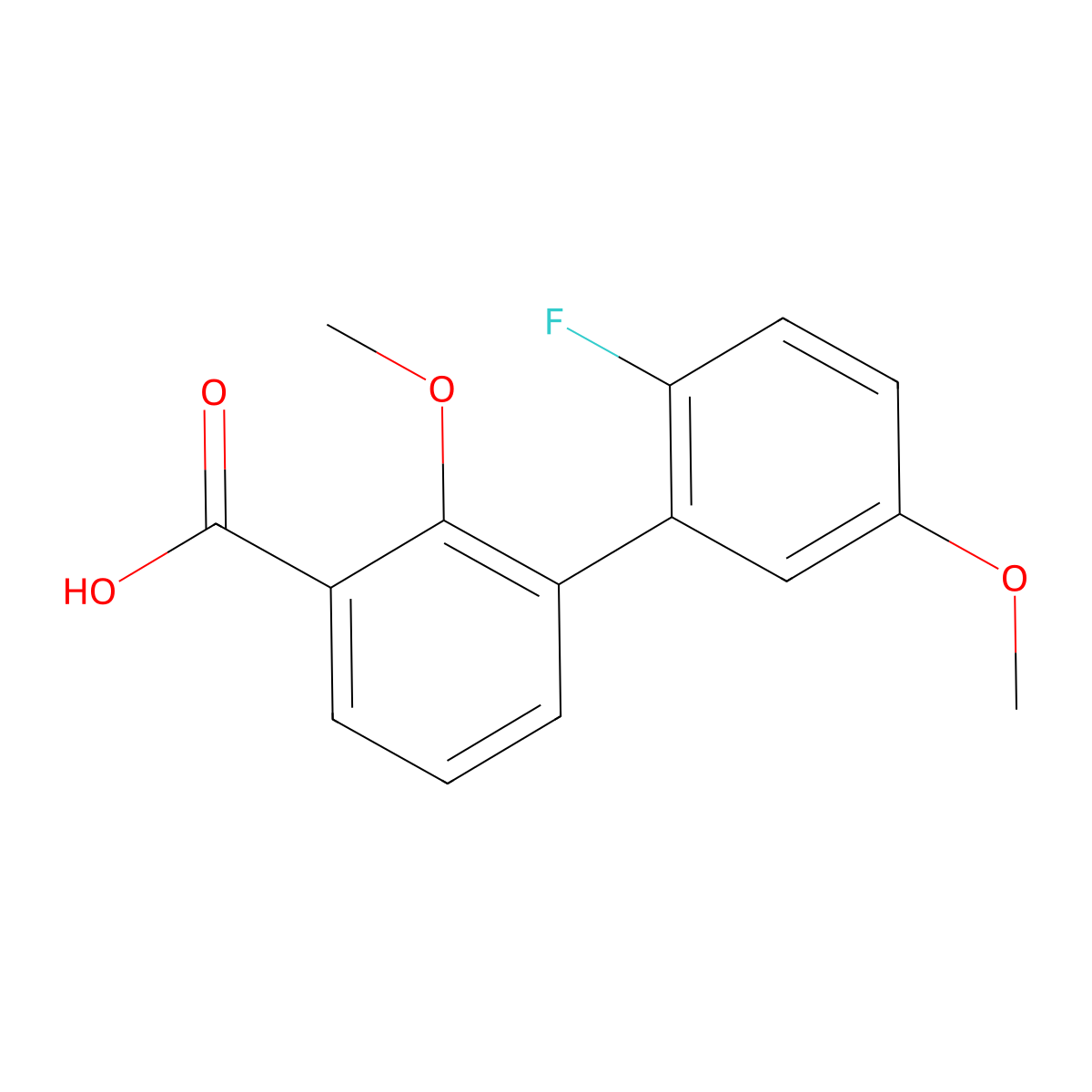 3-(2-Fluoro-5-methoxyphenyl)-2-methoxybenzoic acid molecular structure, CAS 1261891-93-3