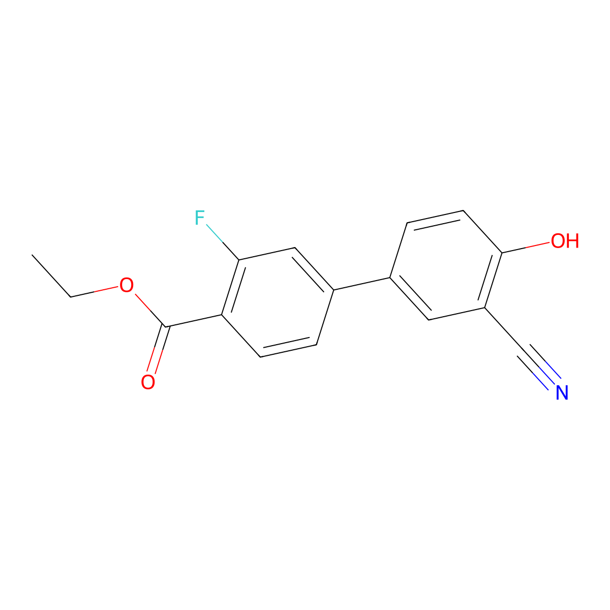 2-Cyano-4-[4-(ethoxycarbonyl)-3-fluorophenyl]phenol molecular structure, CAS 1261891-94-4