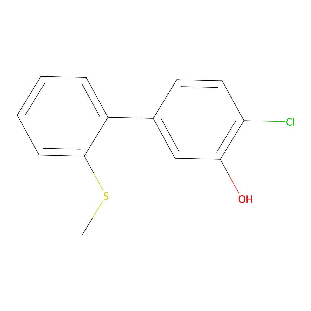 2-Chloro-5-(2-methylthiophenyl)phenol molecular structure, CAS 1261891-97-7
