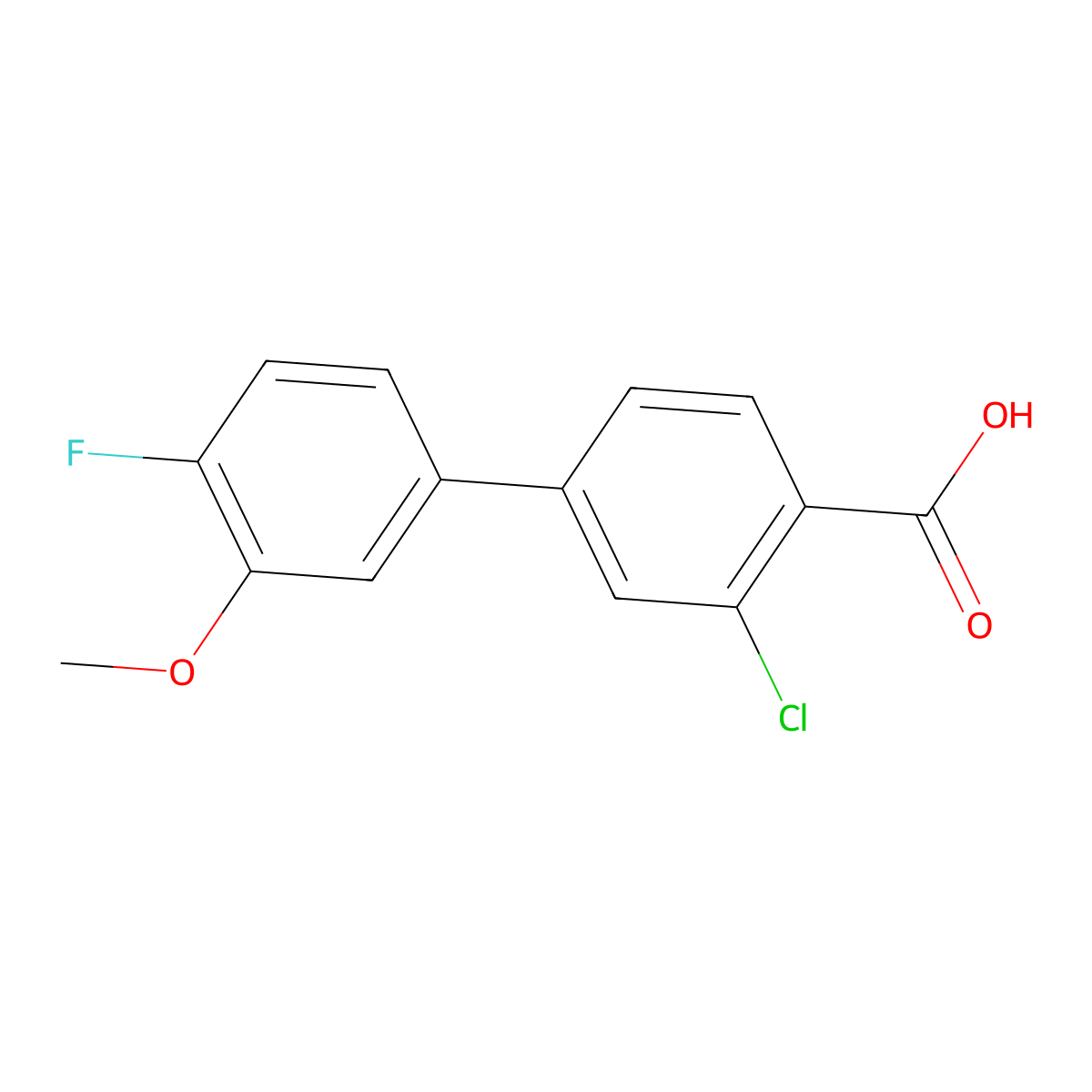2-Chloro-4-(4-fluoro-3-methoxyphenyl)benzoic acid molecular structure, CAS 1261892-14-1