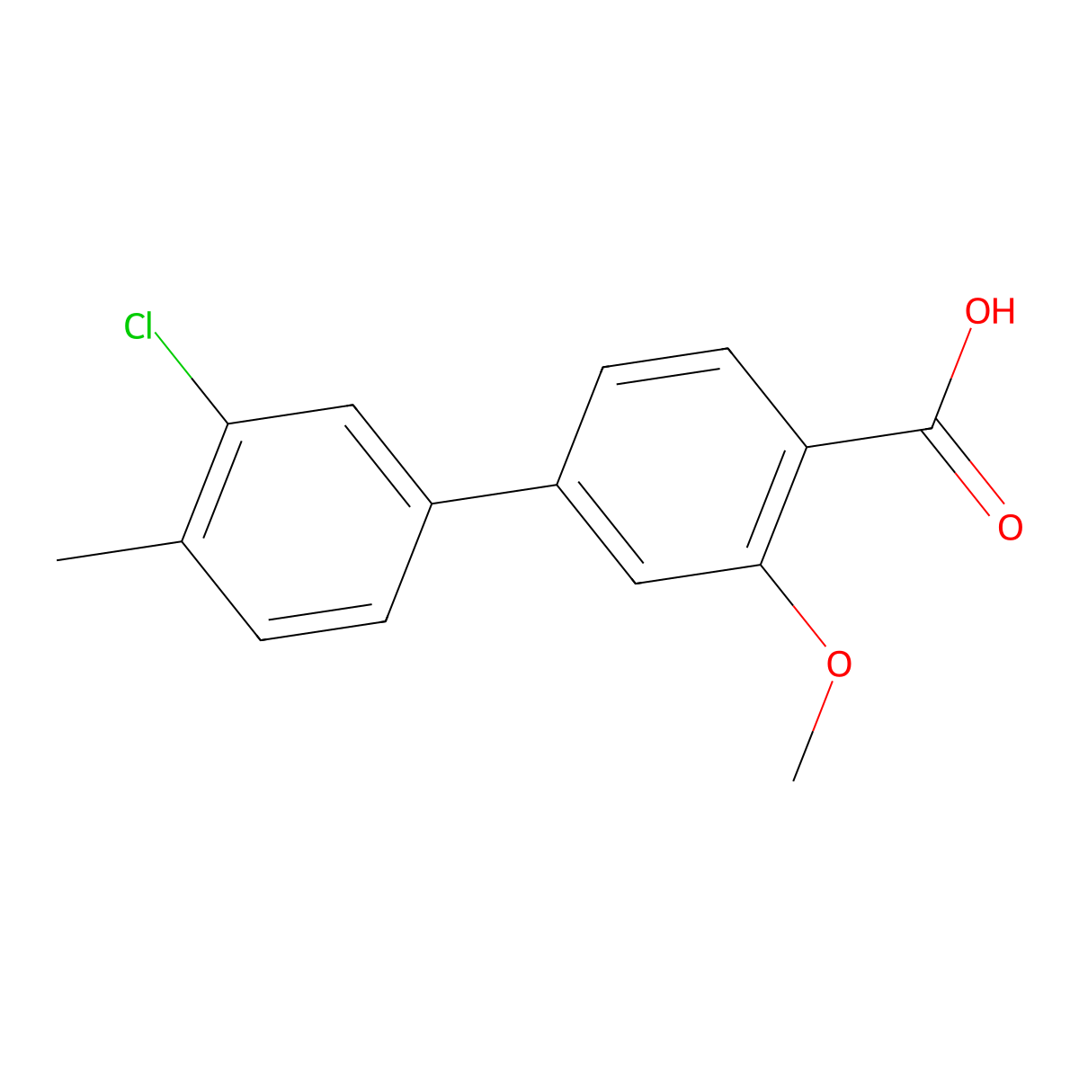 4-(3-Chloro-4-methylphenyl)-2-methoxybenzoic acid molecular structure, CAS 1261892-22-1