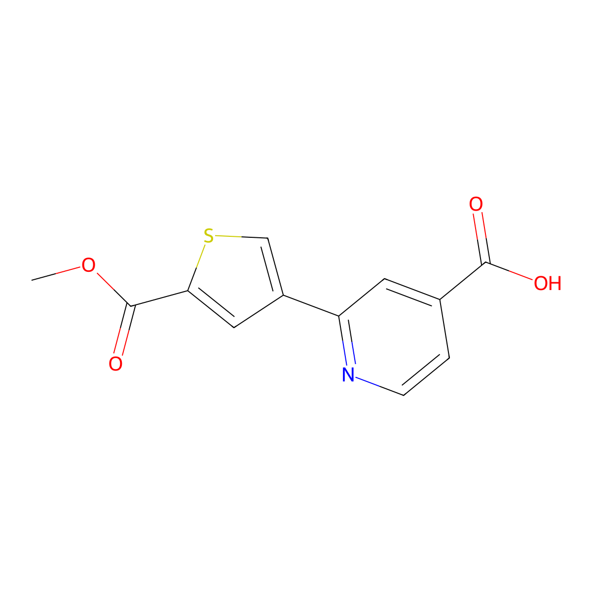 2-[5-(Methoxycarbonyl)thiophen-3-YL]isonicotinic acid molecular structure, CAS 1261892-28-7