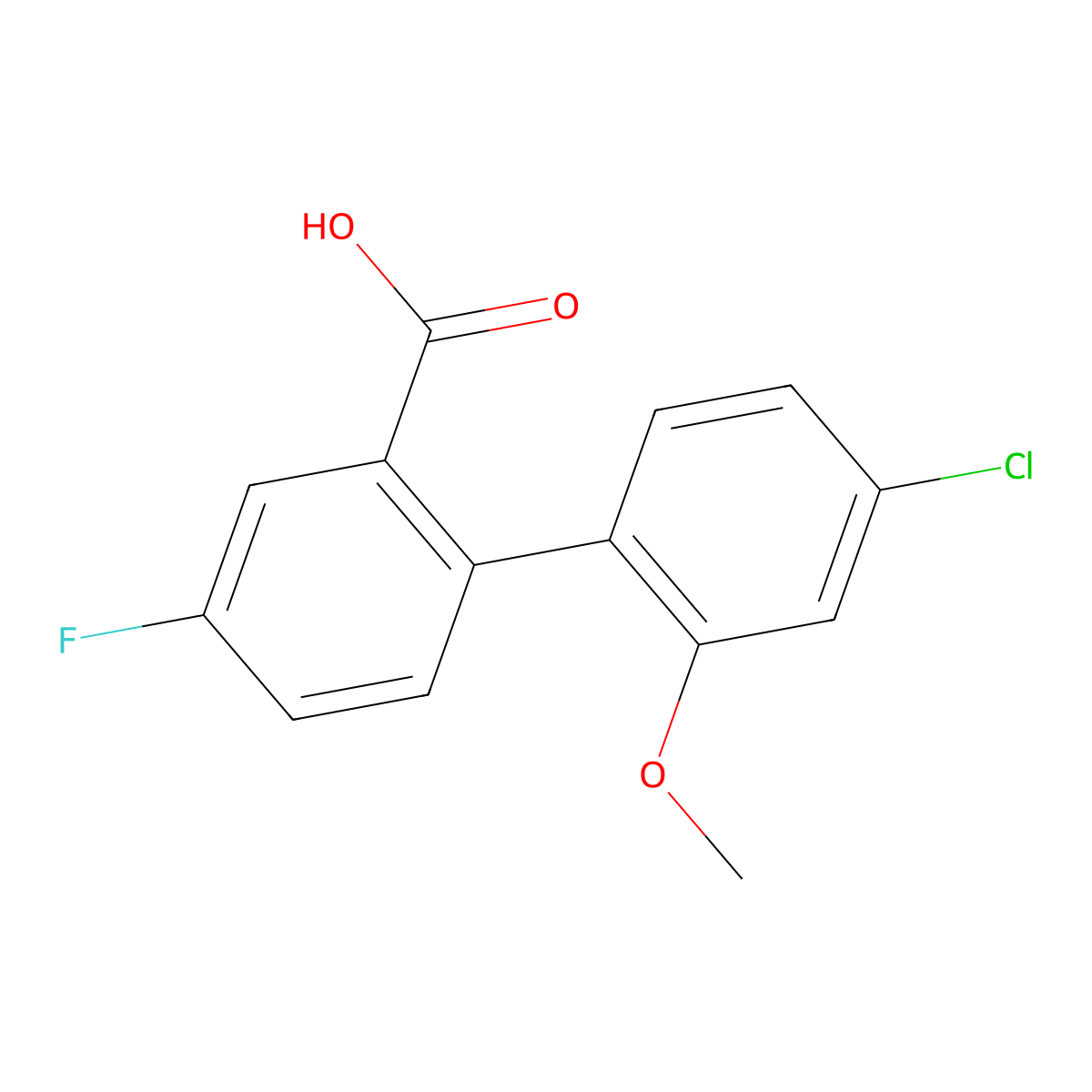 2-(4-Chloro-2-methoxyphenyl)-5-fluorobenzoic acid molecular structure, CAS 1261892-89-0