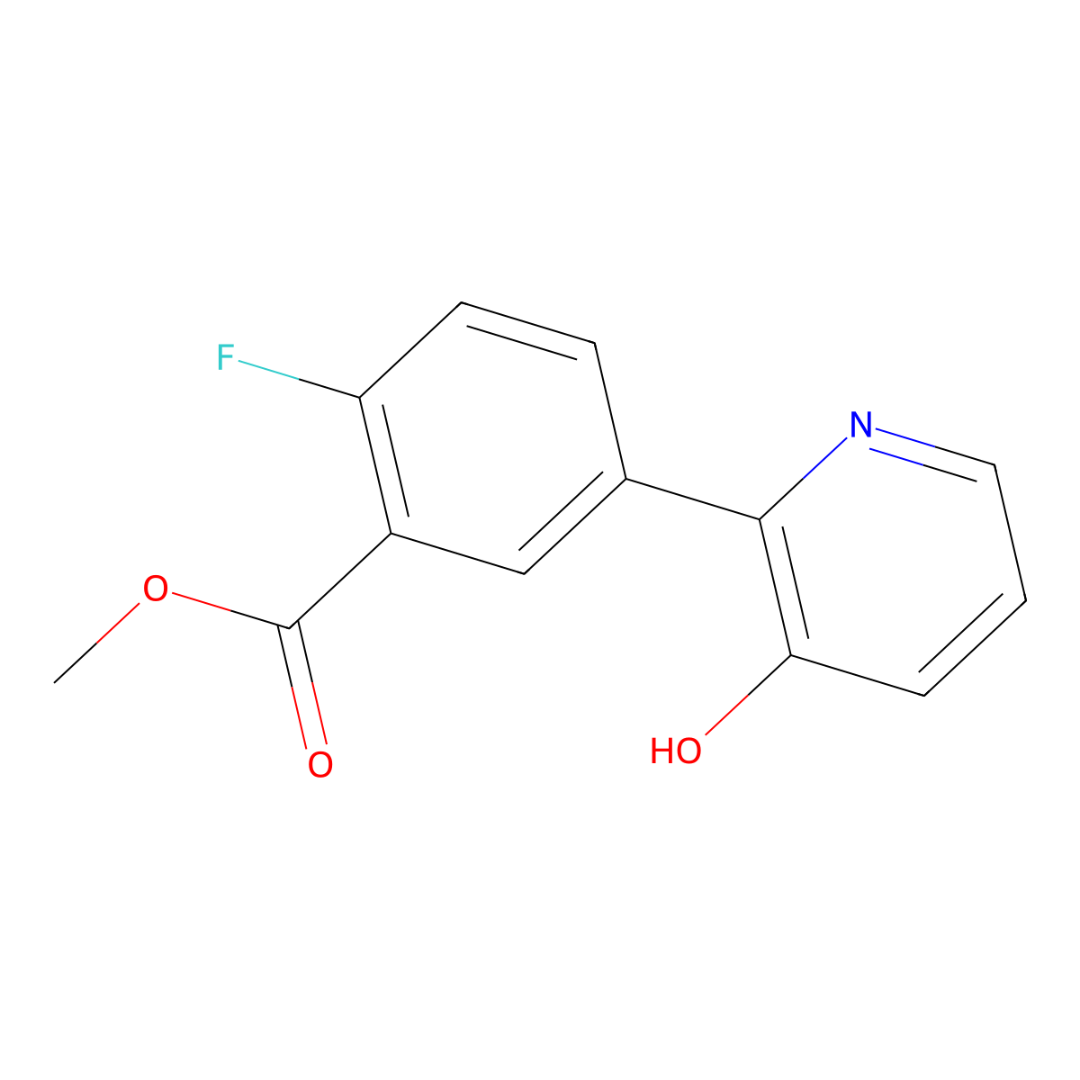 Methyl 2-fluoro-5-(3-hydroxypyridin-2-yl)benzoate molecular structure, CAS 1261892-90-3