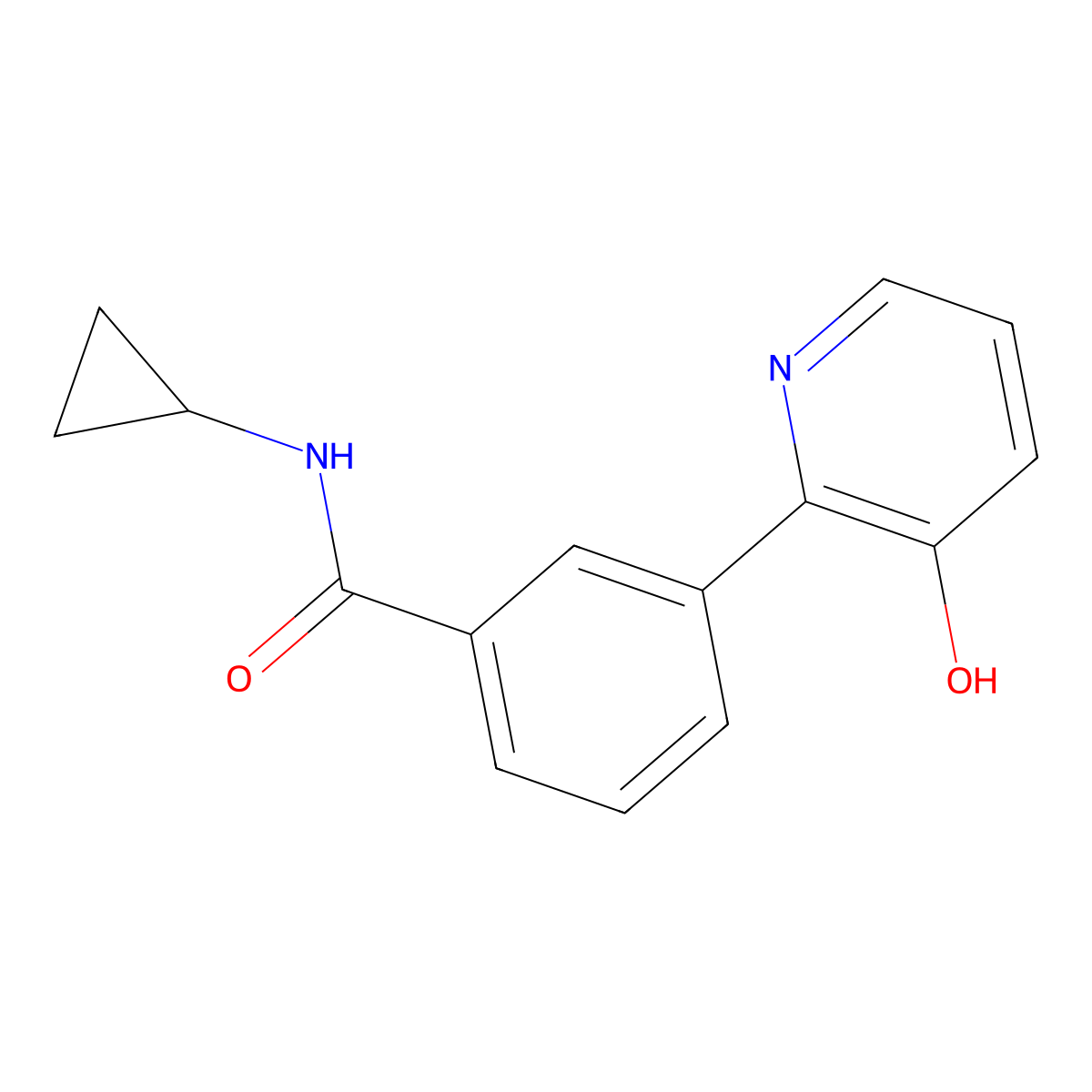 N-cyclopropyl-3-(3-hydroxypyridin-2-yl)benzamide molecular structure, CAS 1261892-96-9