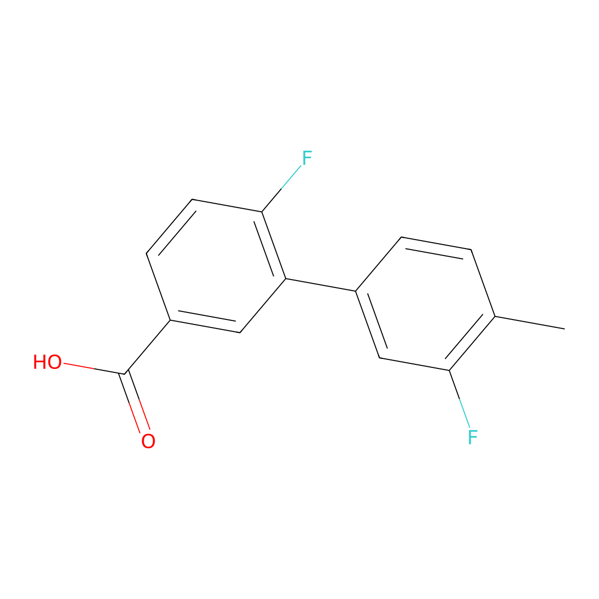 4-Fluoro-3-(3-fluoro-4-methylphenyl)benzoic acid molecular structure, CAS 1261893-00-8