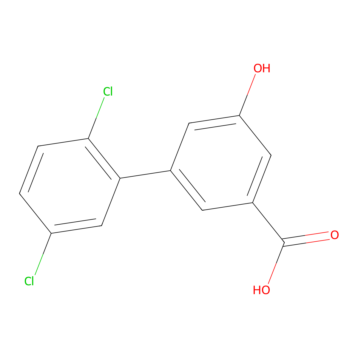 3-(2,5-Dichlorophenyl)-5-hydroxybenzoic acid molecular structure, CAS 1261893-06-4