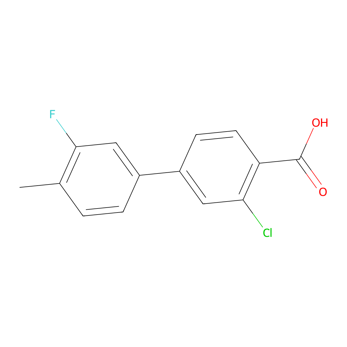 2-Chloro-4-(3-fluoro-4-methylphenyl)benzoic acid molecular structure, CAS 1261893-13-3