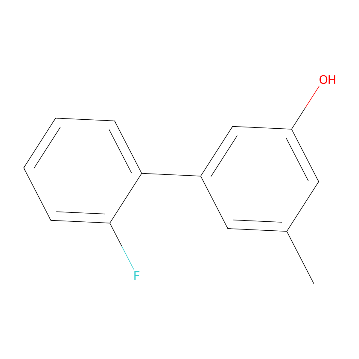 (1,1'-Biphenyl)-3-ol, 2'-fluoro-5-methyl- molecular structure, CAS 1261893-14-4