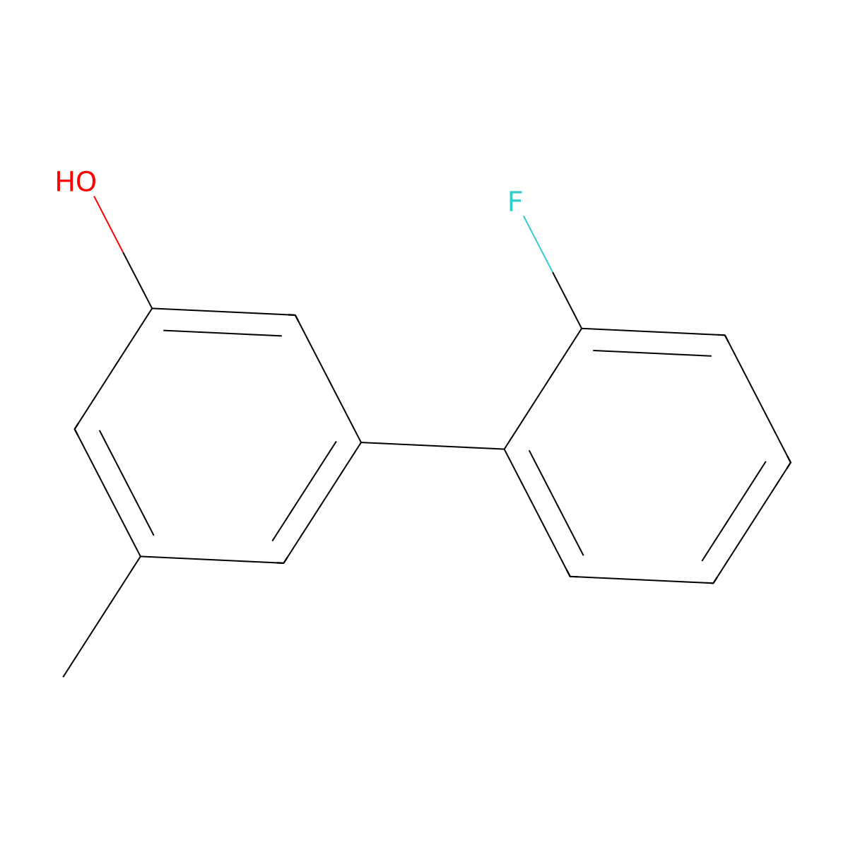 (1,1'-Biphenyl)-3-ol, 2'-fluoro-5-methyl- molecular structure, CAS 1261893-14-4