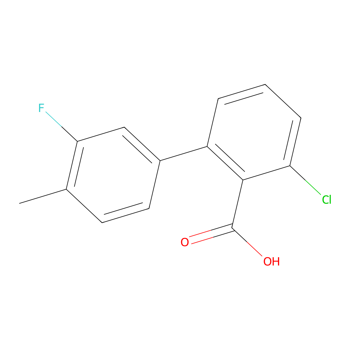 6-Chloro-2-(3-fluoro-4-methylphenyl)benzoic acid molecular structure, CAS 1261893-17-7