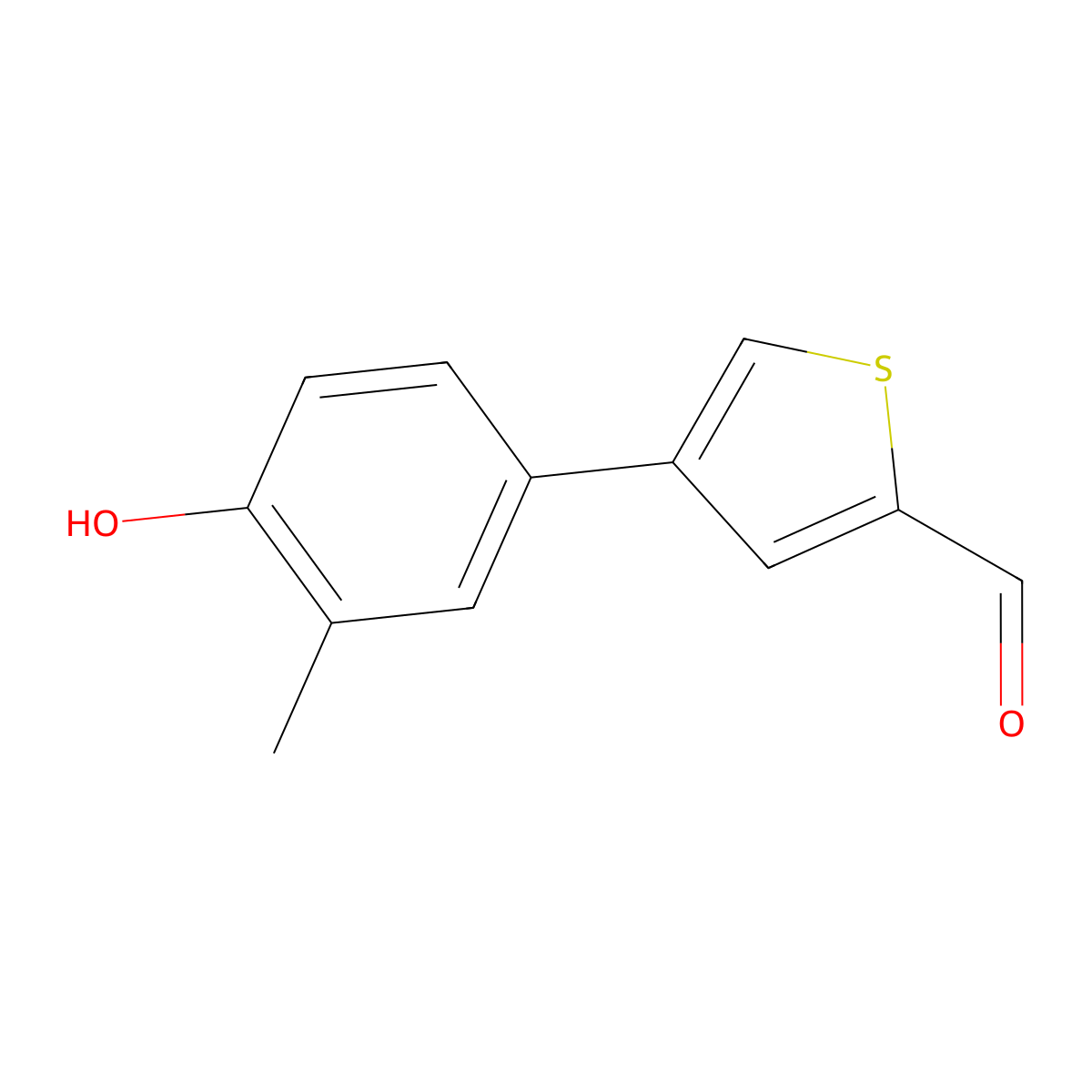 4-(4-Hydroxy-3-methylphenyl)thiophene-2-carbaldehyde molecular structure, CAS 1261893-19-9