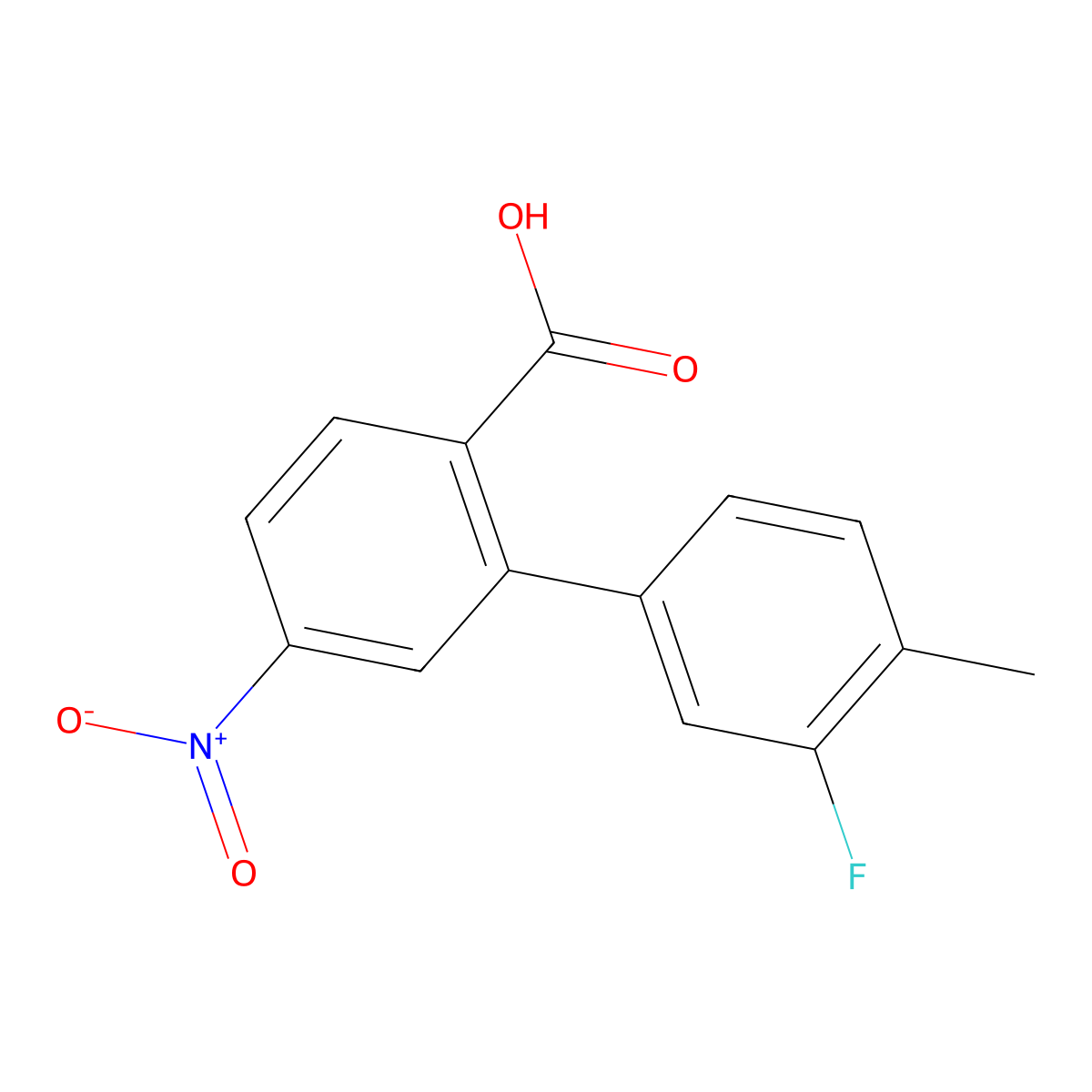 2-(3-Fluoro-4-methylphenyl)-4-nitrobenzoic acid molecular structure, CAS 1261893-20-2