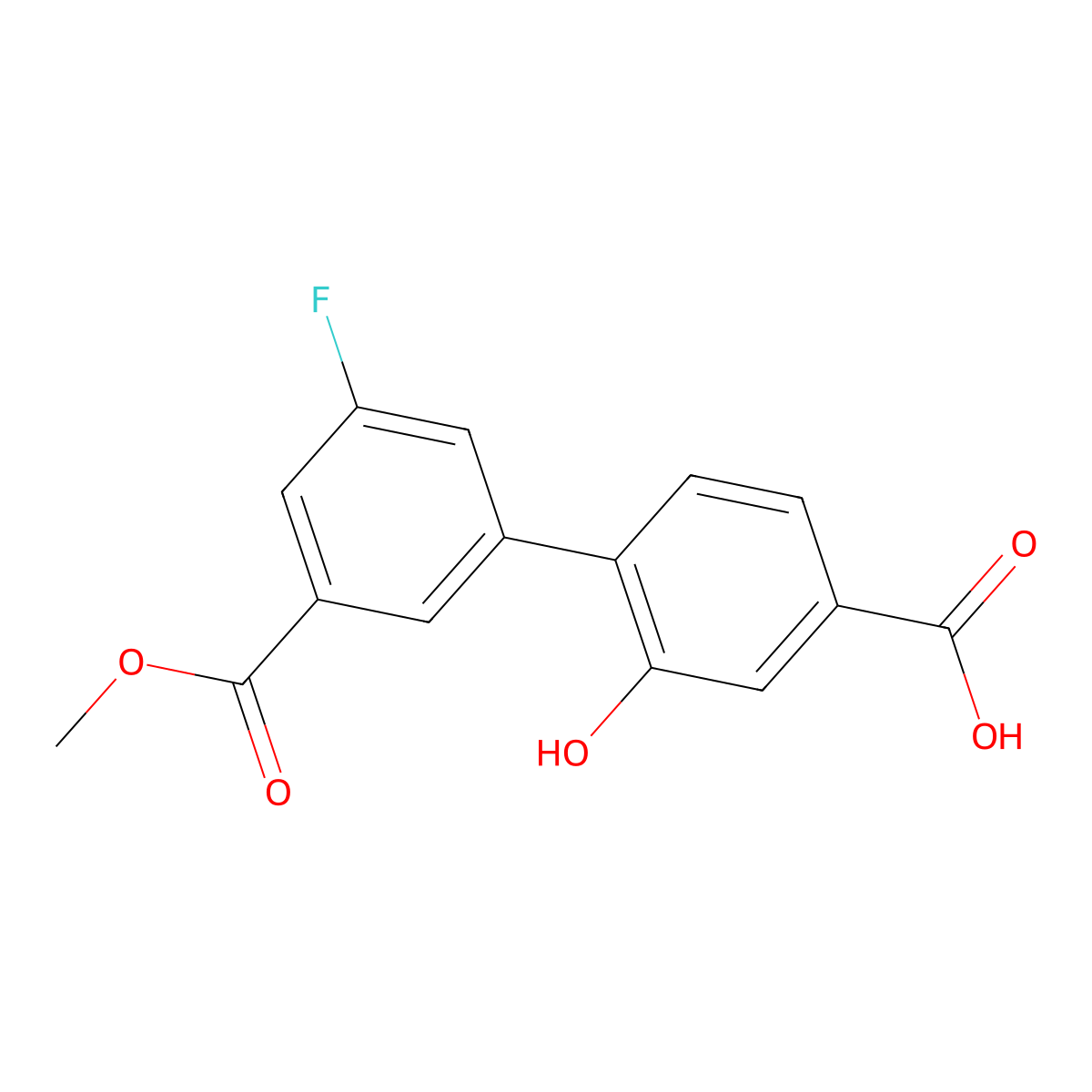 4-(3-Fluoro-5-methoxycarbonylphenyl)-3-hydroxybenzoic acid molecular structure, CAS 1261893-21-3