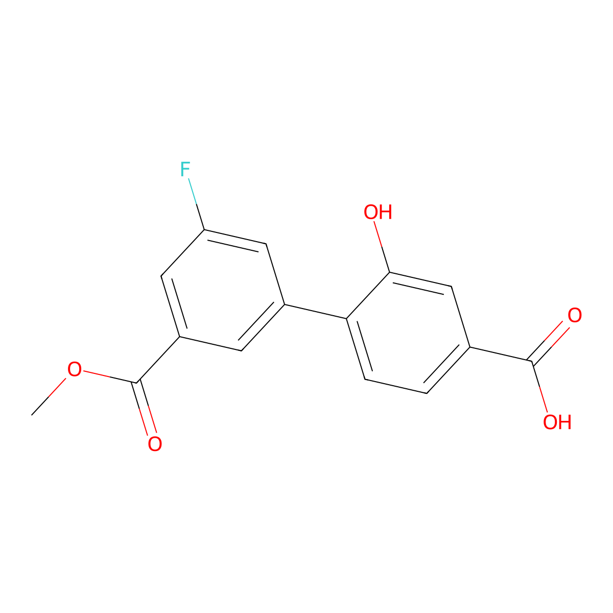 4-(3-Fluoro-5-methoxycarbonylphenyl)-3-hydroxybenzoic acid molecular structure, CAS 1261893-21-3