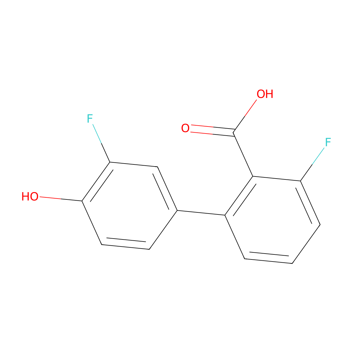 6-Fluoro-2-(3-fluoro-4-hydroxyphenyl)benzoic acid molecular structure, CAS 1261893-30-4