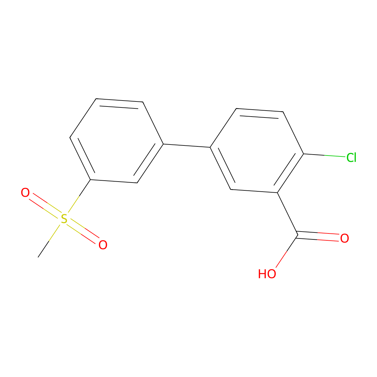 2-Chloro-5-(3-methylsulfonylphenyl)benzoic acid molecular structure, CAS 1261893-39-3