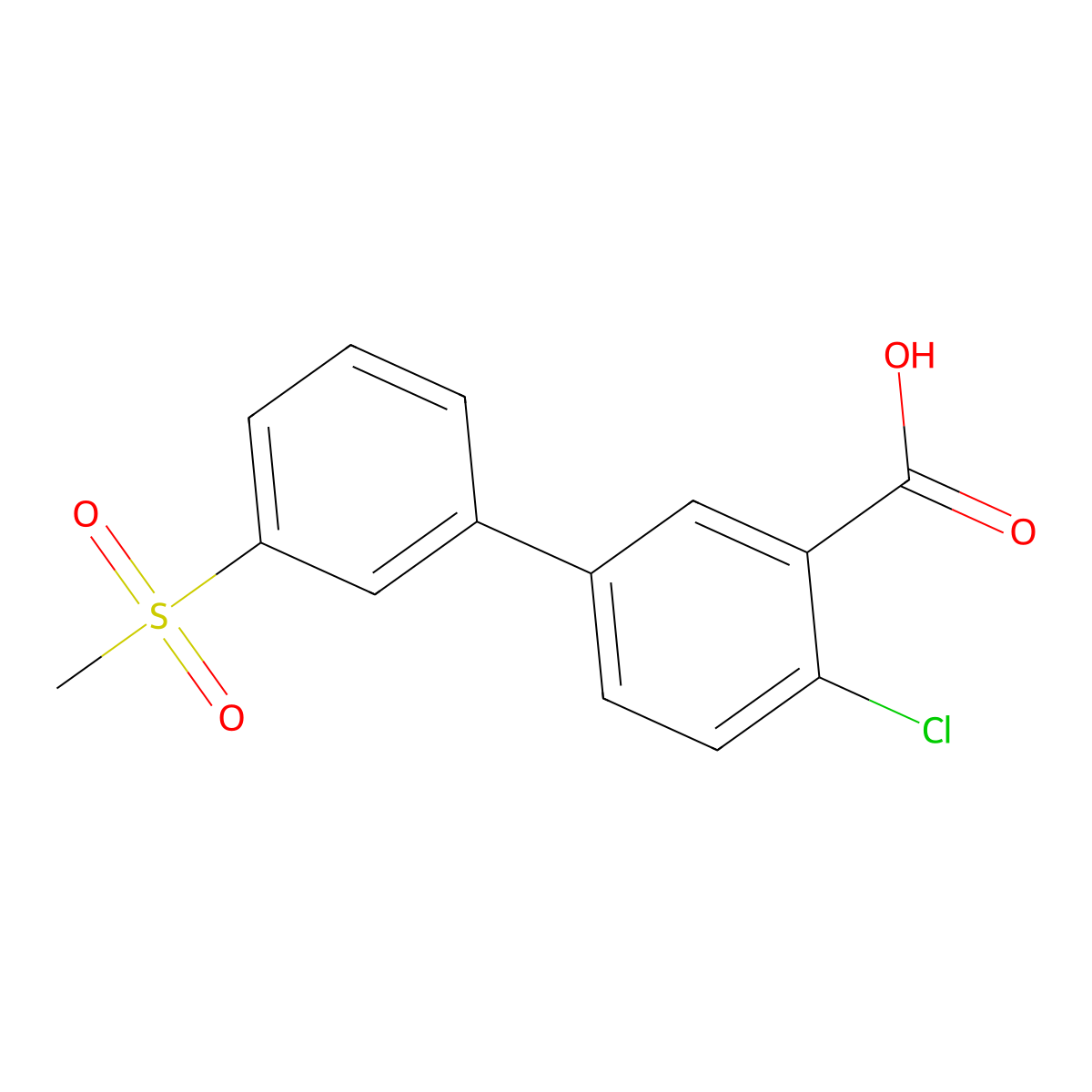 2-Chloro-5-(3-methylsulfonylphenyl)benzoic acid molecular structure, CAS 1261893-39-3