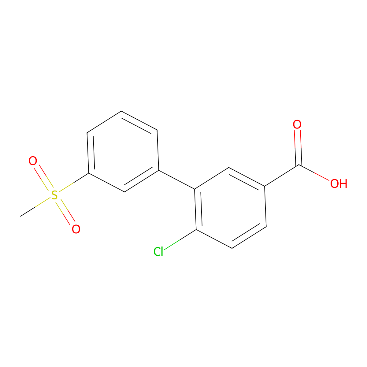 4-Chloro-3-(3-methylsulfonylphenyl)benzoic acid molecular structure, CAS 1261893-42-8