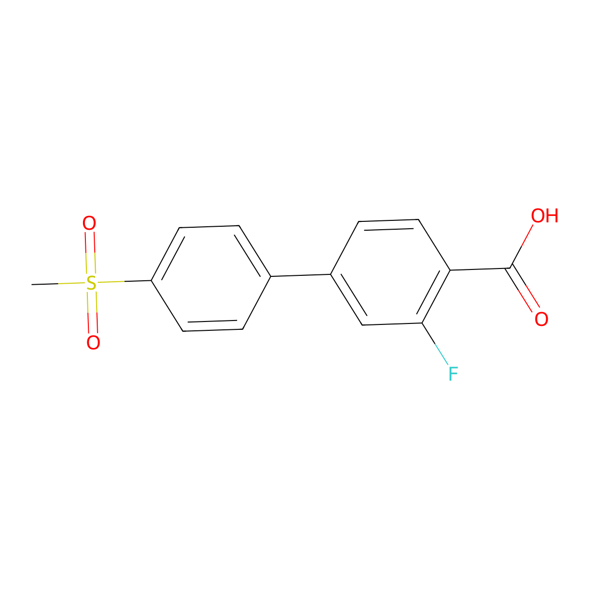 2-Fluoro-4-(4-methylsulfonylphenyl)benzoic acid molecular structure, CAS 1261893-45-1