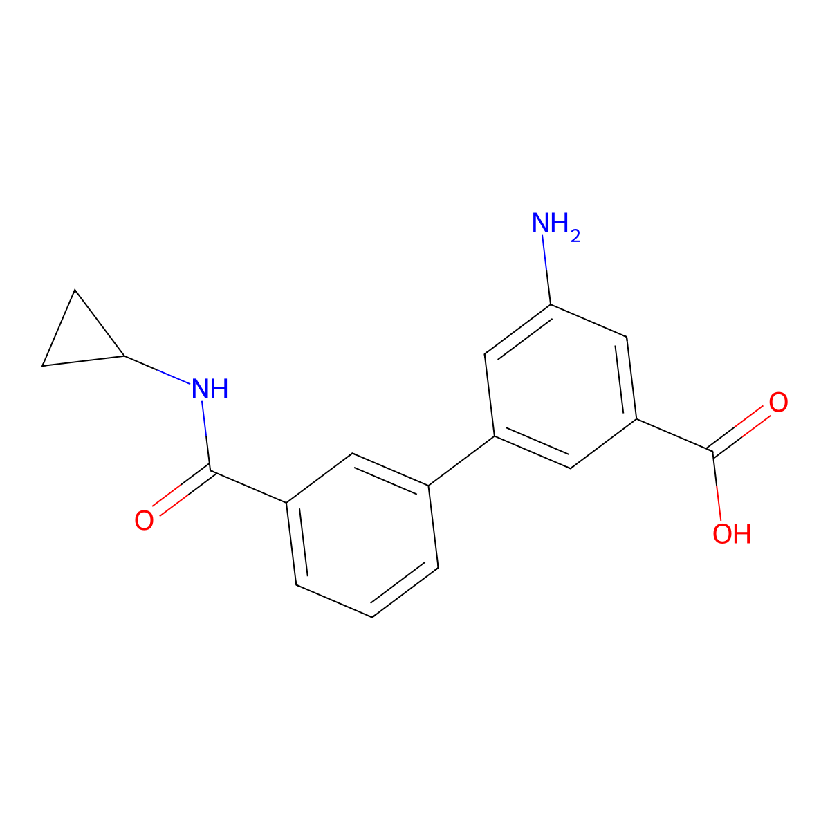 3-Amino-5-[3-(cyclopropylaminocarbonyl)phenyl]benzoic acid molecular structure, CAS 1261893-51-9