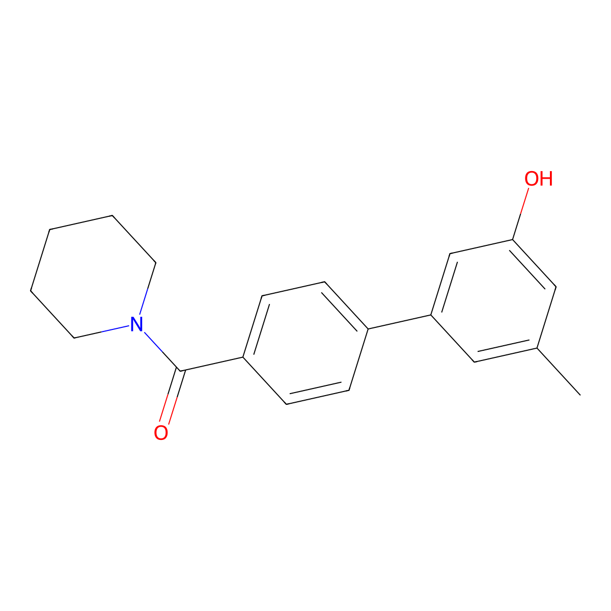 3-Methyl-5-[4-(piperidine-1-carbonyl)phenyl]phenol molecular structure, CAS 1261893-58-6