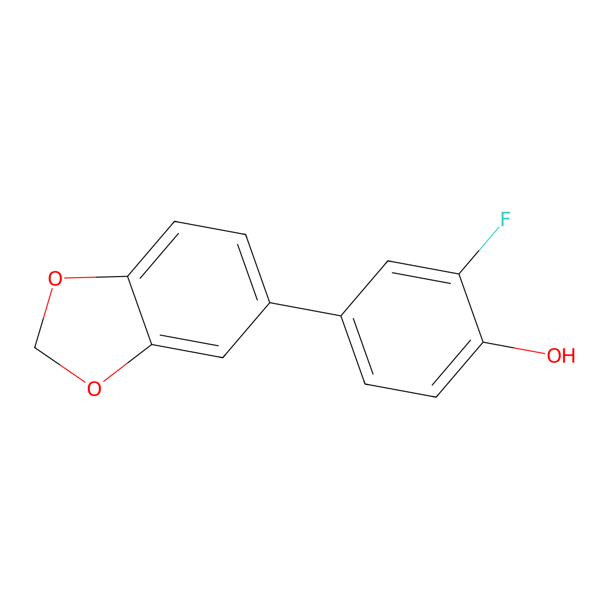 2-Fluoro-4-(3,4-methylenedioxyphenyl)phenol molecular structure, CAS 1261893-69-9