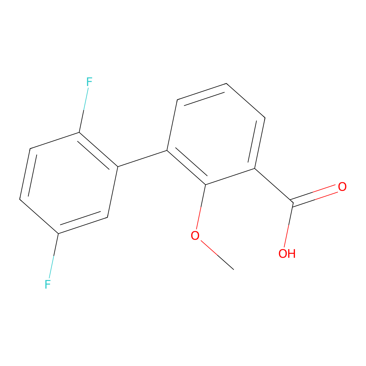 3-(2,5-Difluorophenyl)-2-methoxybenzoic acid molecular structure, CAS 1261893-76-8