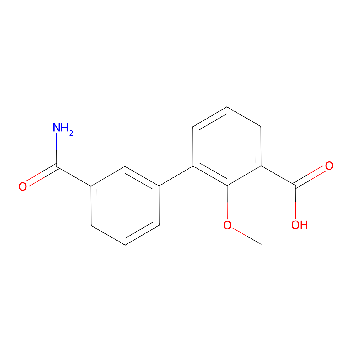 3-(3-Aminocarbonylphenyl)-2-methoxybenzoic acid molecular structure, CAS 1261893-94-0