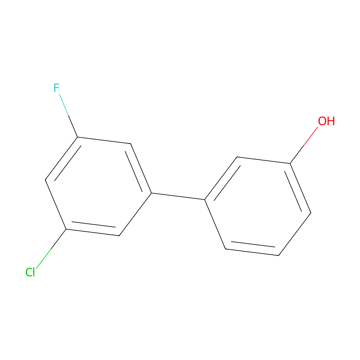 3'-Chloro-5'-fluoro-[1,1'-biphenyl]-3-ol molecular structure, CAS 1261894-07-8