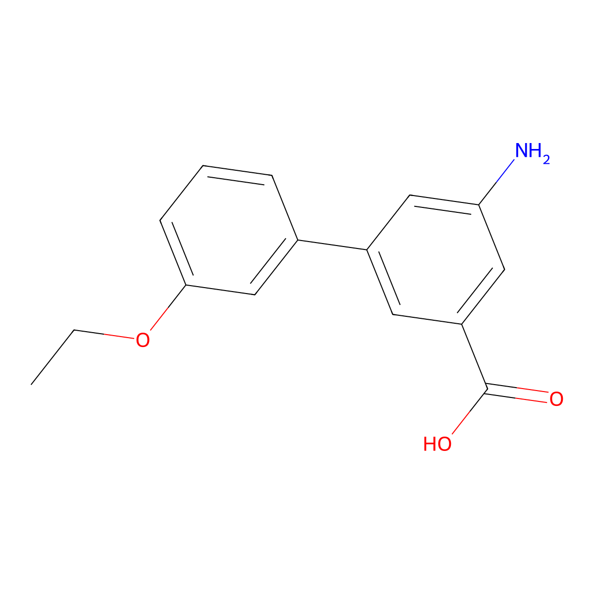 5-(3-Ethoxyphenyl)-3-aminobenzoic acid molecular structure, CAS 1261894-31-8