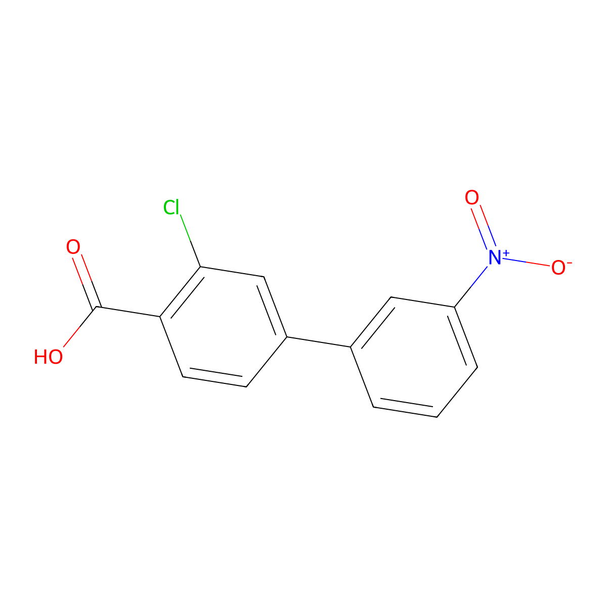 2-Chloro-4-(3-nitrophenyl)benzoic acid molecular structure, CAS 1261894-36-3
