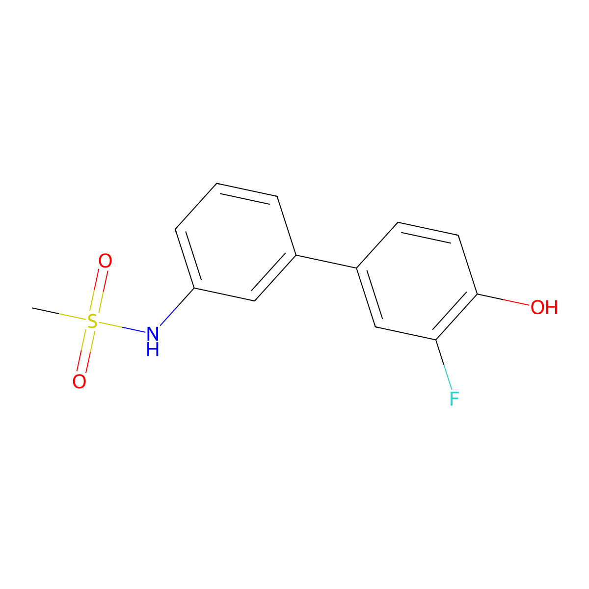 2-Fluoro-4-(3-methylsulfonylaminophenyl)phenol molecular structure, CAS 1261894-39-6