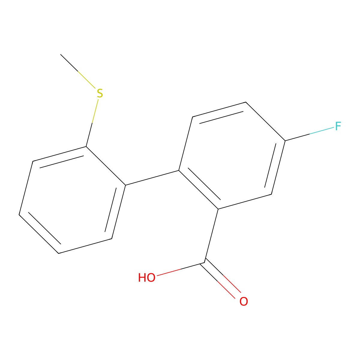 5-Fluoro-2-(2-methylthiophenyl)benzoic acid molecular structure, CAS 1261894-41-0
